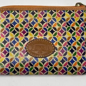Fossil Coated Canvas & Leather Wristlet Wallet